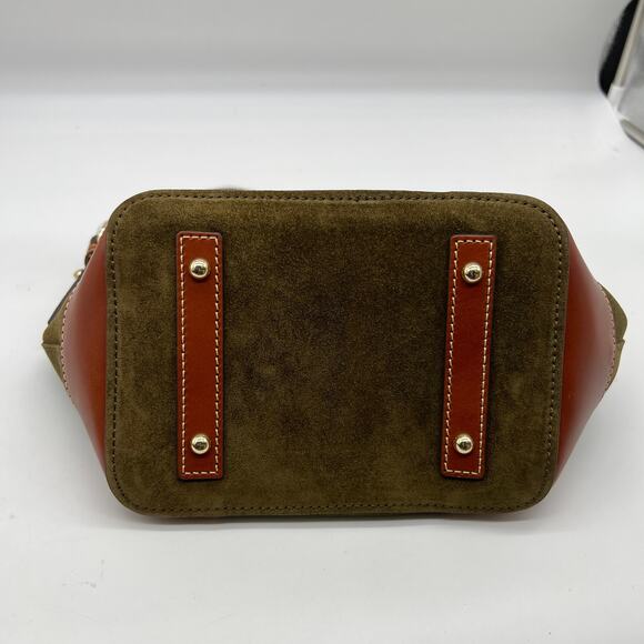 Dooney & Bourke Suede Drawstring Crossbody Olive Crossbody Handbags - Picture 4 of 15